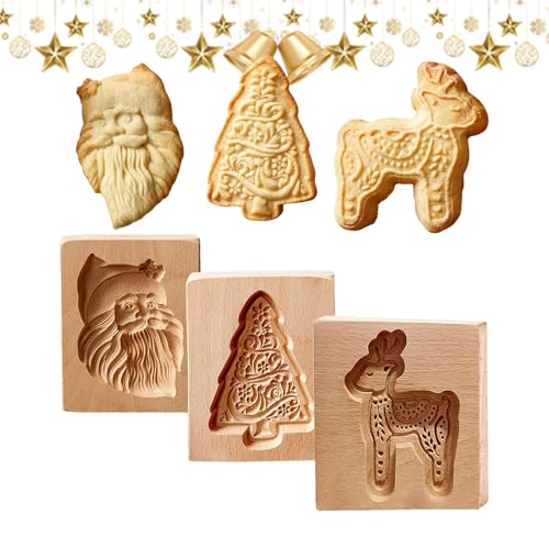 Opdestn Moules À Biscuits - Outils de Pâtisserie Réutilisables en Bois | Moule À Beurre Gravé Pour Cuisine | Pour Cuisine Maison Snacks Sablés Chocolat Gâteau Au Sucre Noël Halloween Thanksgiving