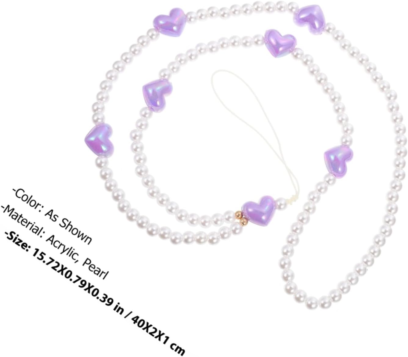2pcs Pearl Acrylic Phone Lanyard Charm for Keychain Mp3 image 2