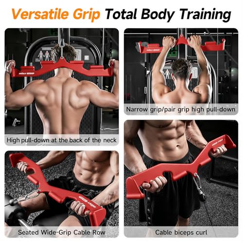 MOST GRIP Multi-Functional Cable Machine Attachment Set, Ergonomic LAT Pulldown Attachment for Whole Back Training, Cable Attachments for Gym Home Include Tricep Rope and 2 LAT Pull Down Bar by MOST GRIP - Used condition - Image 3