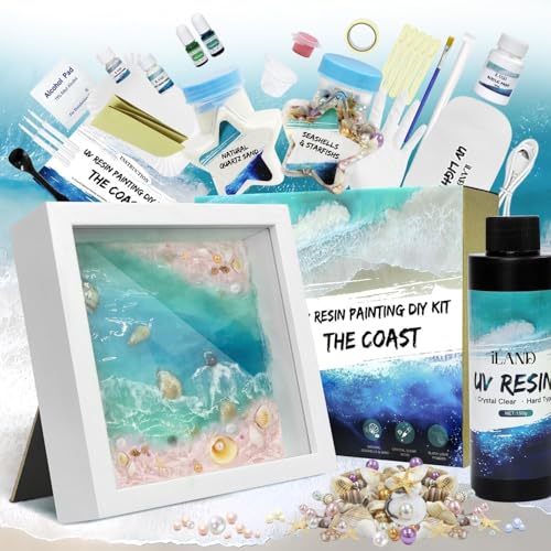 iLAND Crafts for Adults Zen Ocean Resin Art Kit Creative Teen Crafts Resin Kit for Beginners Crafting Hobbies for Women DIY Sea Art Projects for Adults Unique Beach Themed Gifts for Crafty Crafter