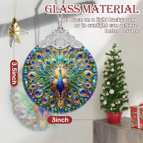 Paon décoration de Noël vitrail suspendre idée cadeau