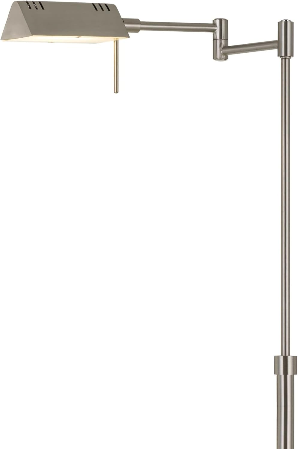 Cal Clemson Metal LED 10W, 780 Lumen, 3K Pharmacy Swing arm Adjustable Floor lamp with dimmer Switch, Steel (BO-2844FL-1-BS)