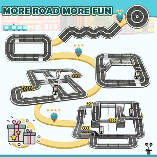 IGIVI Magnetic Tiles Road Expansion Pack for toddlers