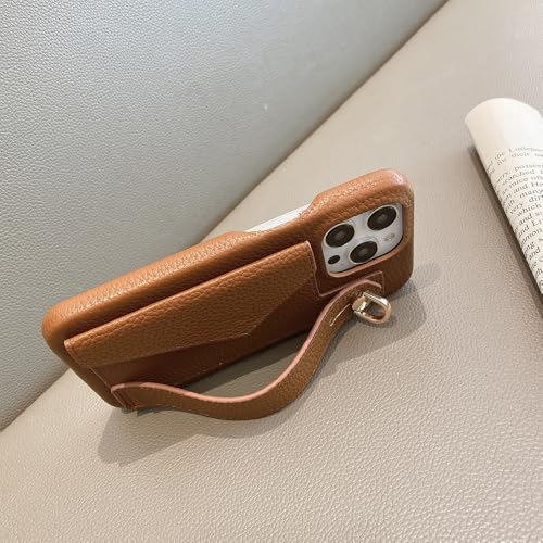 Étui portefeuille iPhone 16 Pro avec support pour visionnage mains libres marron foncé - 6