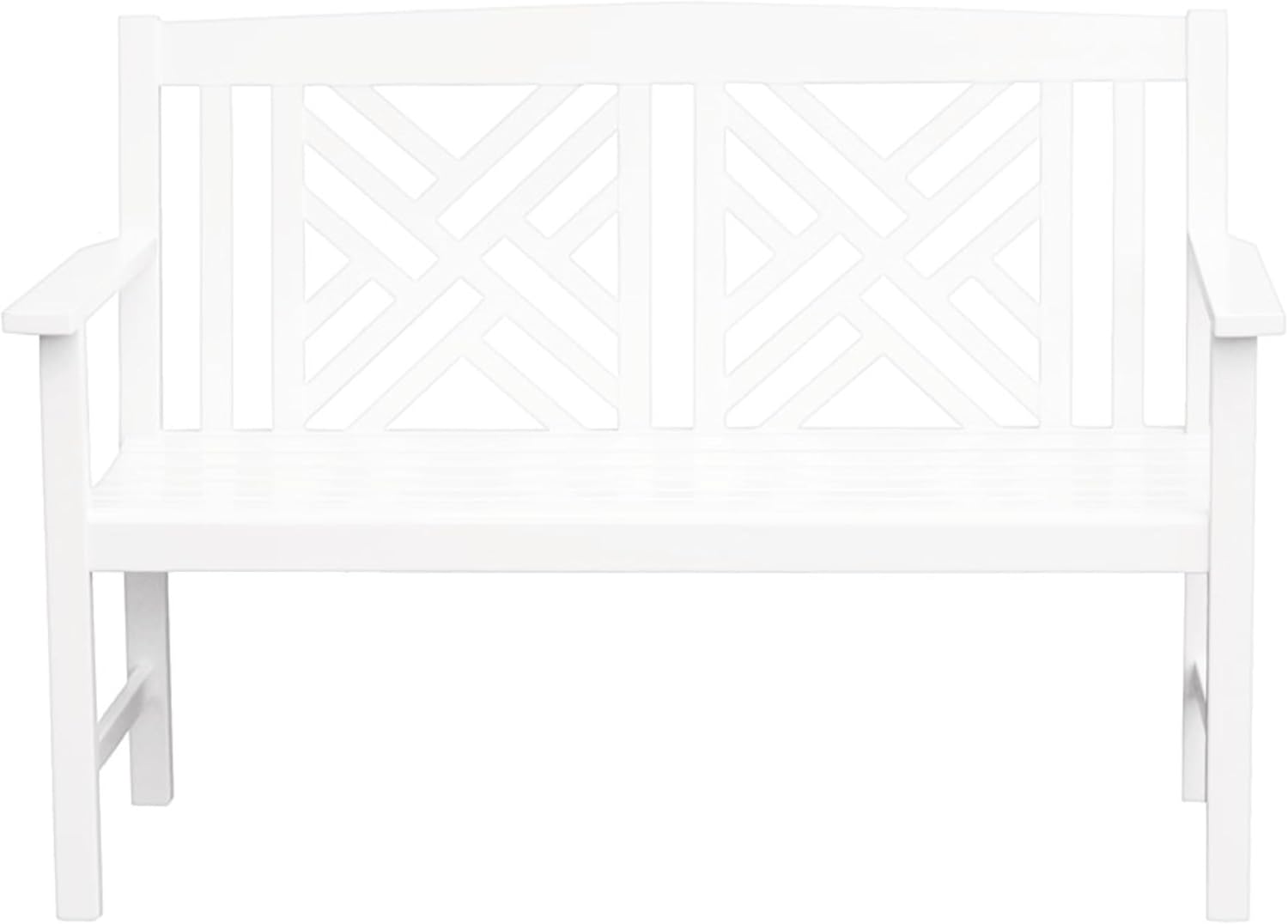 Achla Designs Fretwork Garden Bench, 4 ft White