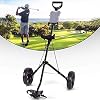 Golf pull-duwwagen, 2-wiel push-pull-golfwagen golftrolley, in hoogte verstelbare 2-wiel push-pull golf stalen frame…
