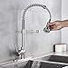 Votamuta Single Handle Kitchen Faucet Sink with Pull Out Sprayer Brushed Niclel Mixer Tap with Deck Plate