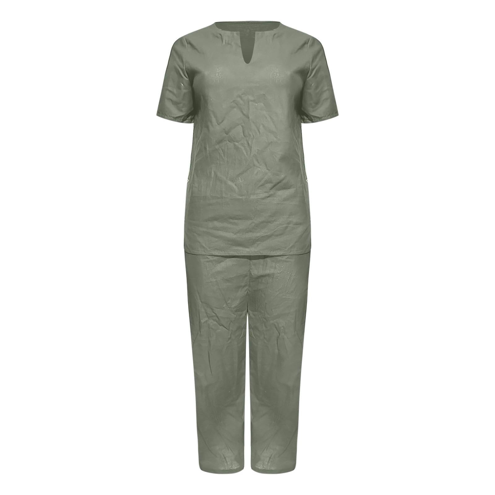 Eleganter Zweiteiler Damen Kurzarmhemd Mit Elastischem Bund, 2-Teiliges Set, Lockere Und Lässige Sommerhose Anzug Frauen Sets Sommer Elegant 2 Teilig Kostüm 2Teiler Festliche Kleider