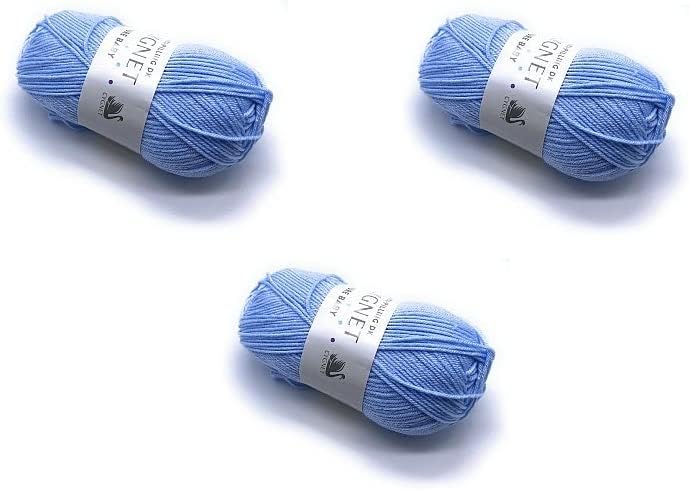 Pack of 3 x 100g Balls Cygnet Pure Baby Blue Double Knitting Wool - Pastel Blue