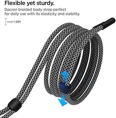 Spigen Universal Body Strap with ConTag Compatible with iPhone 13 Pro Max 12 11 XR SE 2020, Samsung S22 Ultra S21, Google Pixel 6 and more - Black