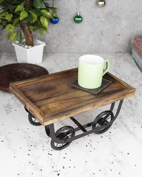 Wonder Craf Hub Wooden Fancy Bar Cart, Rectangular