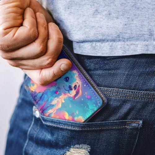 Image of Coldinair Watercolor Dog Boys Wallet Teen Wallets for Kids Aged 9-12 /8-10 /8-12 with Wallet Card,Leather Bifold Wallet Slim Coin Purses with 4 Credit Card Slots