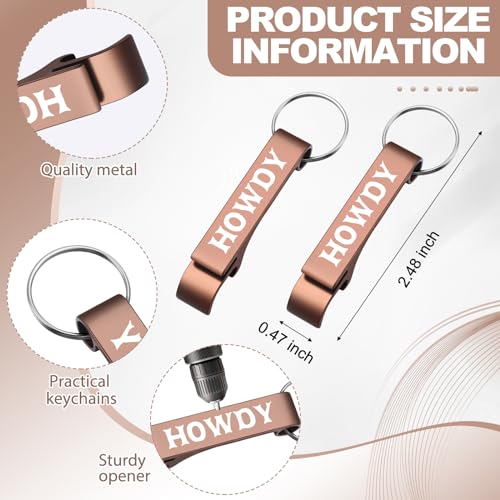Junkin 60 Pcs Western Cowboy Party Favors Howdy Metal Bottle Opener Keychain Bulk Western Cowgirl Theme Favors for Wild West Derby Last Rodeo Bar Birthday Wedding Bridal Shower Gift Souvenirs (Brown) - Image 3