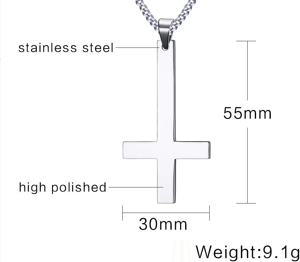 VNOX Church of Satan Seal of Baphomet Satanic Goat of Mendes Goat Head Devil Pendant Leviathan Cross Lucifer Necklace,Inverted Pentagram Amulet Jewelry