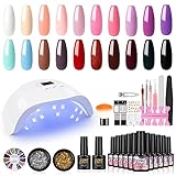 Gel Nail Polish Kit with U V Light 36W U V LED Nail Lamp 20 Colors Soak Off Gel Polish Manicure and...