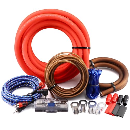 0 Gauge CCA (Copper Clad Aluminum) Complete Amplifier Wiring Kit - 3000W Max Car Audio Power Cable with Fuse | for Subwoofer, Mono Block, Big 3 Upgrade, RV & Boat