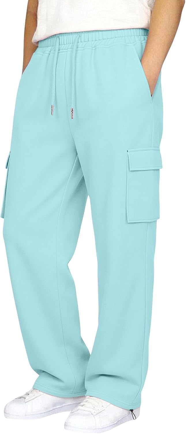 Girls Sweatpants Kids Wide Leg Cargo Pants Elastic Waist Baggy Joggers