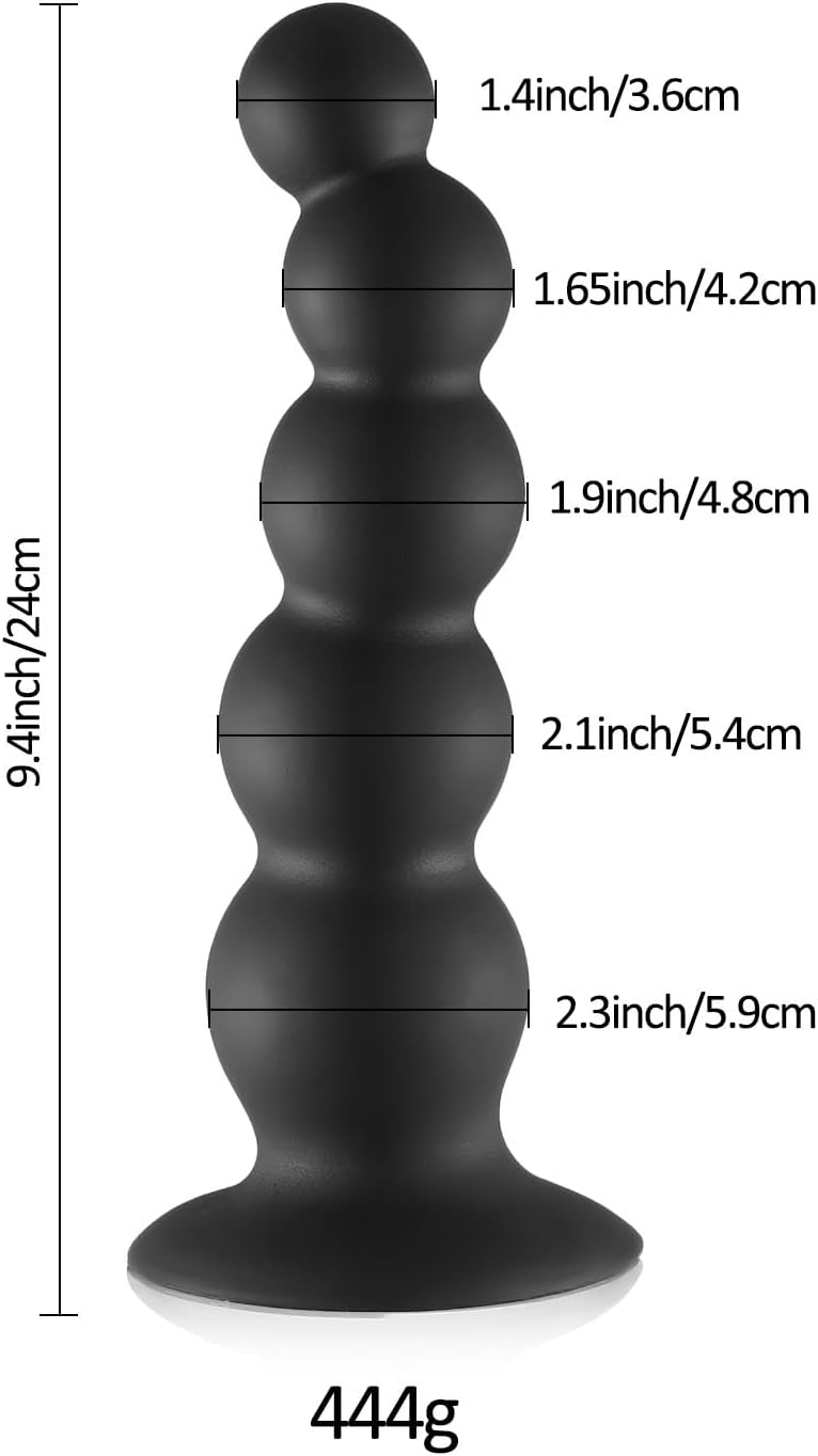 9.4 Inch Anal Beads Butt Plug, Huge Silicone Soft Anal Plug Anal Trainer Dildo with Strong Suction Cup for Hands-Free Play, Prostate Massager G-spot Stimulator Adult Sex Toys for Men Women