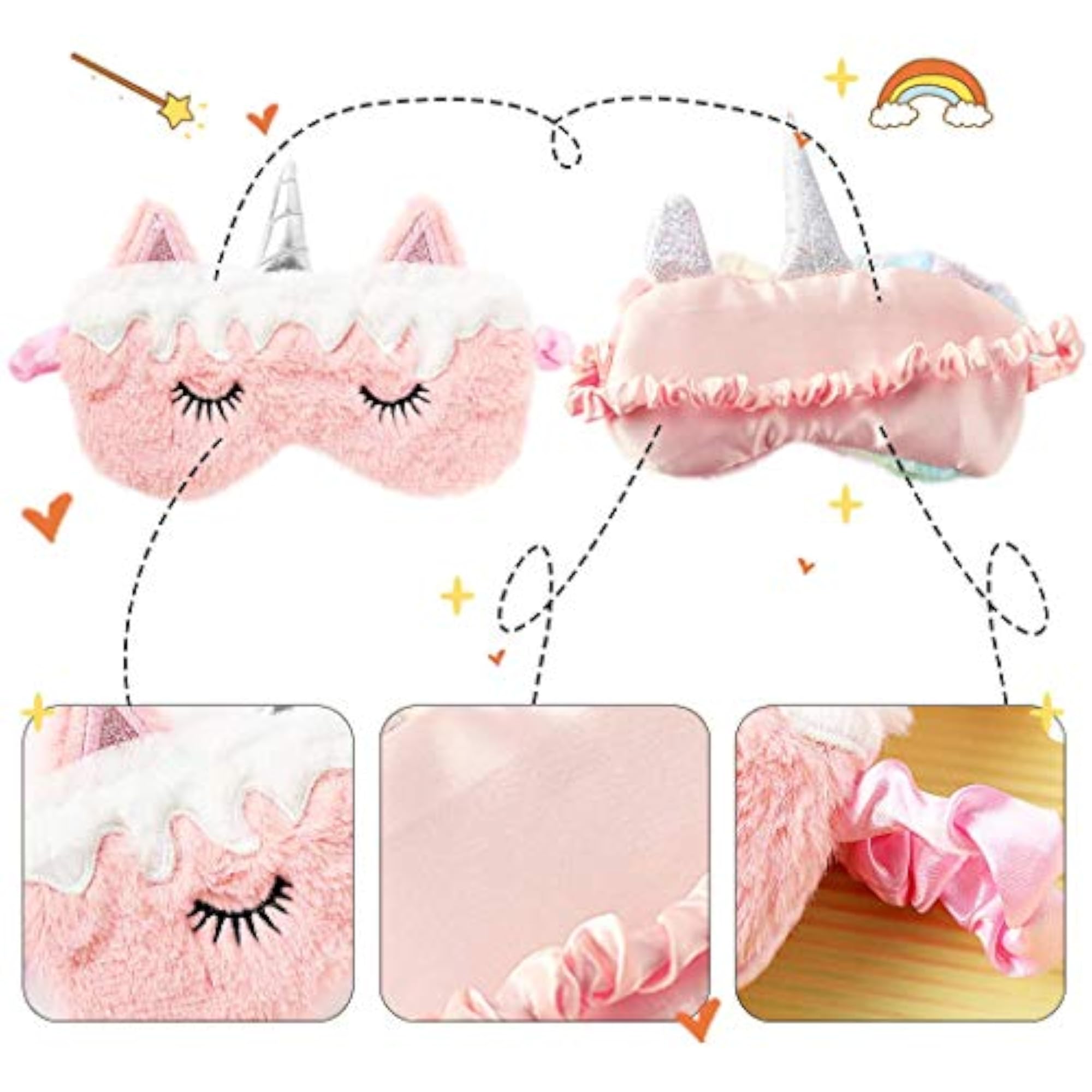 Unicorn Sleeping Mask Cute Unicorn Horn Plush Blindfold Eye Cover