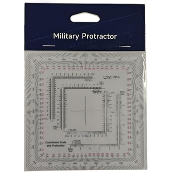Amagogo Landnavigations Protractor Map - Military Scale Ruler Made of Acrylic Crescent Shape for Cartography Camping Architecture 125000 & 163360