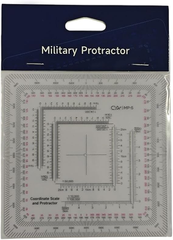 Amagogo Landnavigations Protractor Map - Military Scale Ruler Made of Acrylic Crescent Shape for Cartography Camping Architecture 1:25000 & 1:63360