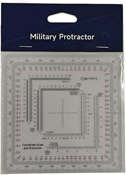Amagogo Landnavigations Protractor Map - Military Scale Ruler Made of Acrylic Crescent Shape for Cartography Camping Architecture 1:25000 & 1:63360
