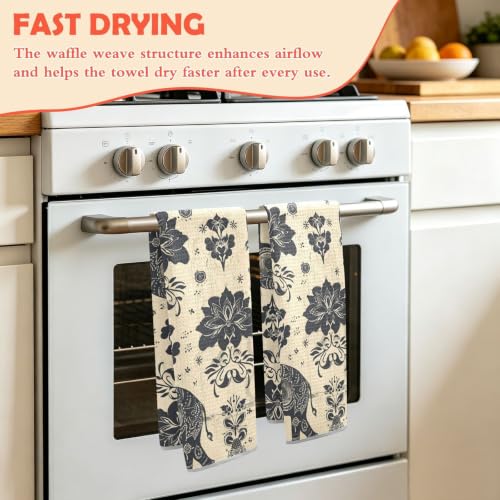 Toallas de cocina de microfibra de gofre absorbentes para decoración navideña 5