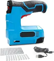 Grampeador/Pinador Elétrico, com grampos e pregos inclusos, carregamento USB, leve, ideal para estofamento, marcenaria e projetos de bricolagem