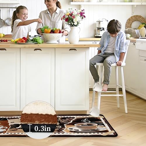 PARIZDIY Kitchen Rugs Non Slip, Vintage Coffee Kitchen Mats for Floor, Machine Washable Soft Faux Wool Comfort Cushioned Runner Rugs for Sink, Laundry Room, Office, Hallway, 20"x47" by PARIZDIY - Used condition - Image 6