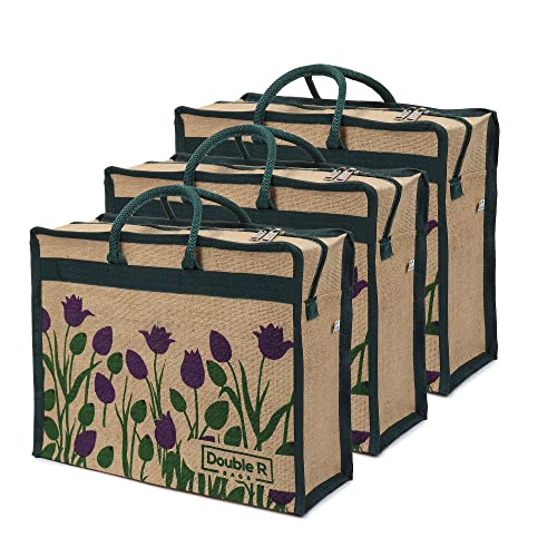 Image of DOUBLE R BAGS Jute Eco-Friendly Tote Bag: Stylish, Spacious, and Sustainable - Perfect for Everyday Errands and Adventures!