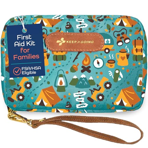 Image of KeepGoing Travel First Aid Kit for Kids – 130 Pc. for Car, Home, Purse, Diaper Bag & Backpack with Latex-Free Bandages - Mini First Aid Kit Travel Size TSA-Approved