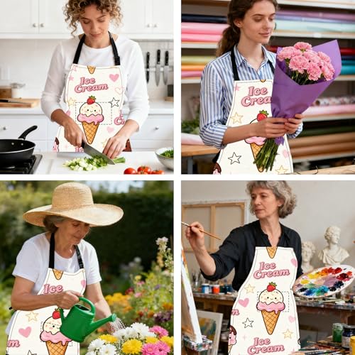 Image of Nuxovilar Cute Cooking Kitchen Apron, 26.77 * 30.7 Inches, Essential for Kitchen Cooking, Baking, Festive Gatherings