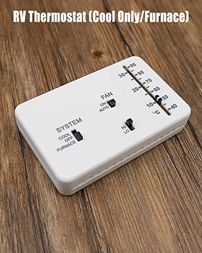 RV Thermostat RV Analog Thermostat Fit for Dometic (Cool Only/Furnace), Replace 3106995.032, 12VDC White