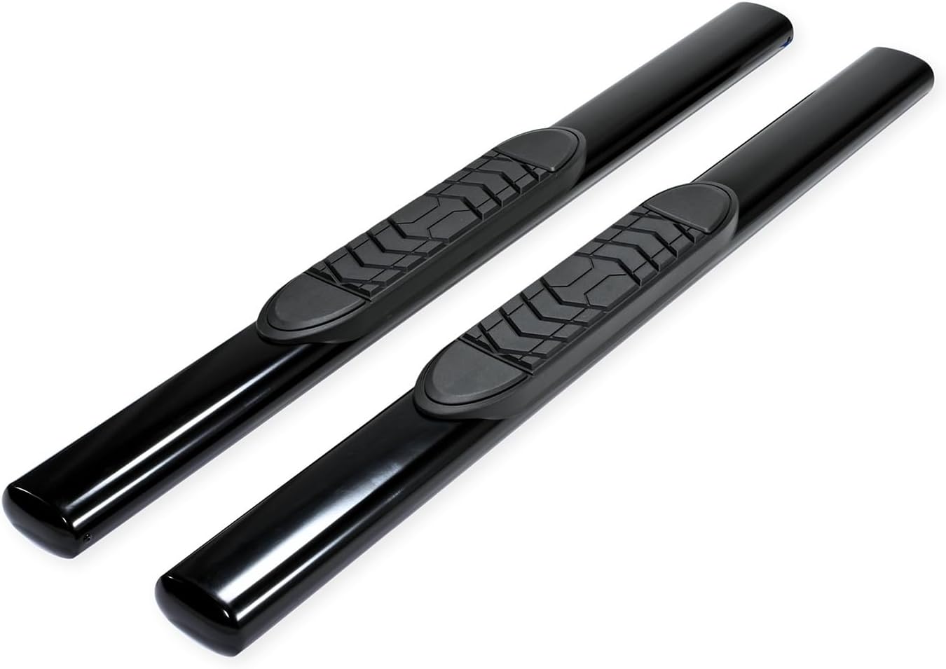 Nerf Bar Fits Ford F-150 Standard Cab 2015-2026 Straight 5 Inch Oval Black Powder Coated Steel Side Steps with Slip-Resistant Step Pads Rocker Panel Mount Set of 2 Running Boards TrailFX A7040B