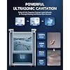 CREWORKS Ultrasonic Cleaner with Heater & Timer, 1/2 Gallon Stainless Steel 60W Ultrasonic Cleaning Machine with Degas & Gentle, 2L Sonic Machine for Professional Jewelry Watch Glasses Cleaning
