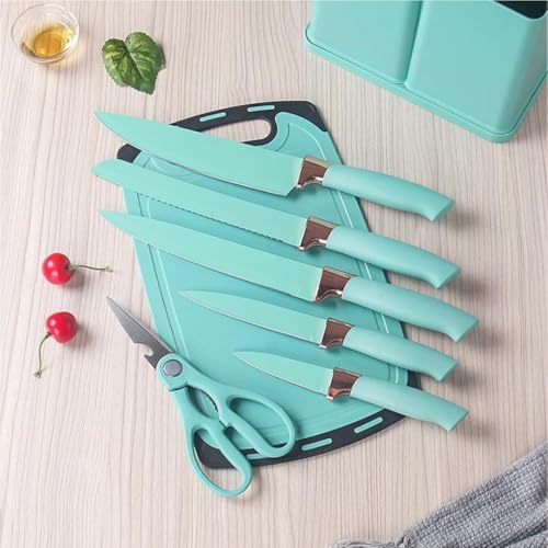 Image of Barebeauty 19 Piece Utensil Set | Spatulas with Knife and Board | 19 Piece Kitchen Kit | Silicone Instrument Set | Sturdy Wooden Handle | Multifunctional Kitchen Tools (Green)