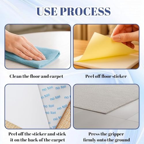 8 Stück rutschfeste Pads, Anti Rutsch Teppichunterlage, Teppich Küche, antirutsch, Teppich Stopper rutschfest, 10x10 cm Weiße Antirutsch Unterlage für Sicheren Halt