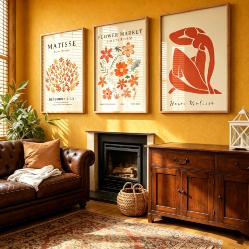 AMOSIJOY Lot de 3 Affiches Matisse sans Cadre, Posters Flower Market Amsterdam et Formes Abstraites, Tableaux Muraux Colorés pour Salon Chambre Bureau (A,A,50 * 70cm) – vue 3