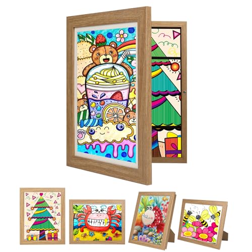 wesellcan Kids Artwork Frames Changeable,10x12.5,Front Opening,Holds 150,Childrens Picture Frames for Display & Storage Kid Art Work,Projects(1Pack-Wood)