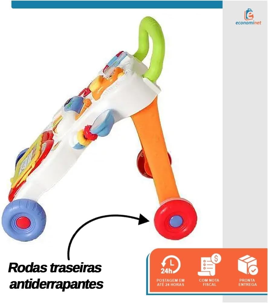 Andador Didático Educativo Baby Style Bebê Infantil Centro de Atividades com Lousa Magnética, Teclado Musical e Brinquedos Interativos – Estimula os Primeiros Passos