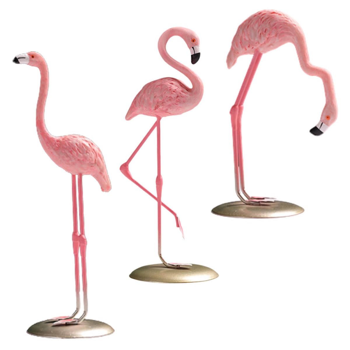 Figurines flamants roses en résine pour manteau de cheminée chic