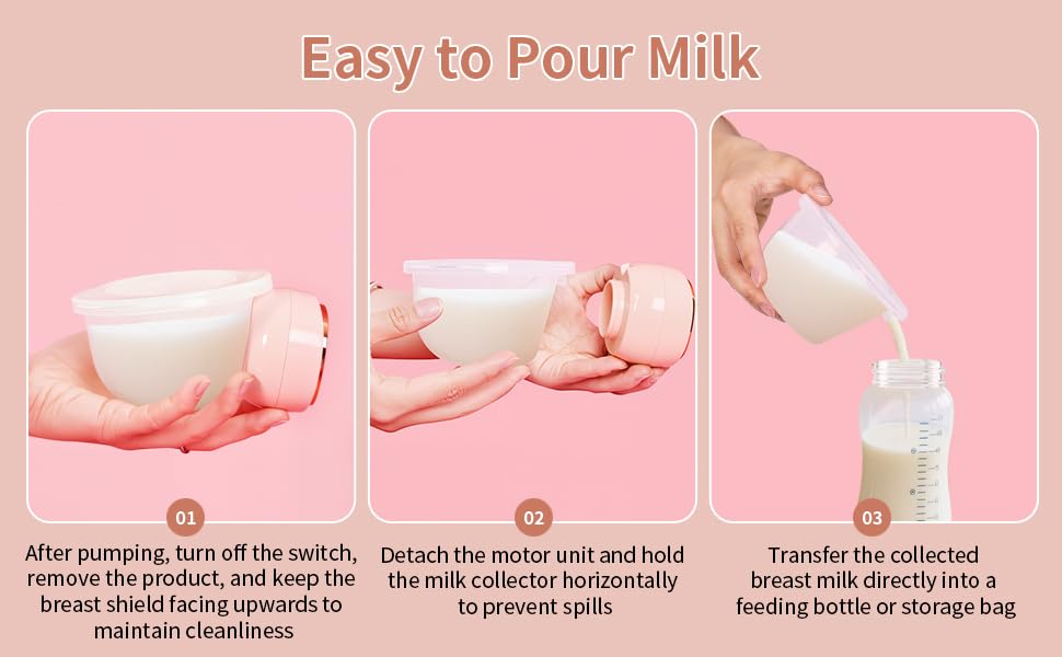 Electric Breast Pump（1 Pcs）, Hands Free of Longer Battery Life & Smart LED Touch Screen,Portable Electric Breast Pump with 3 Modes & 9 Levels,Low Noise,Safe & Easy to Clean,26 mm Flange,Pink