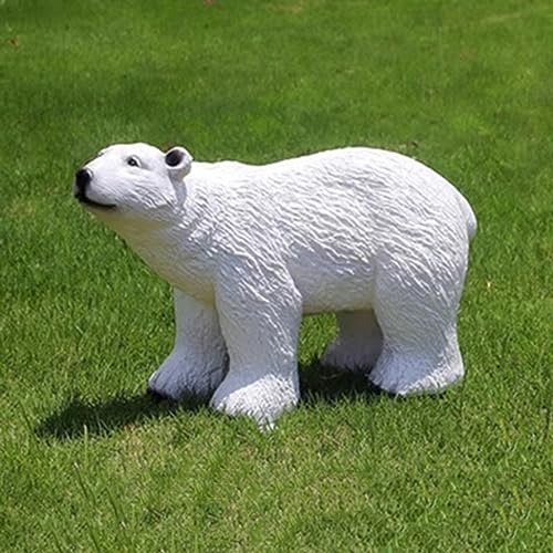 POCHY Polar Bear Sculpture, Outdoor Realistic Arctic Animal Figure, Durable Resin Garden, Yard, Lawn Ornament,A
