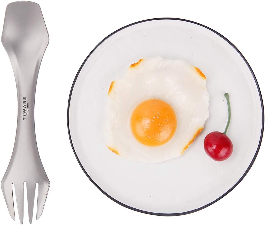 2 pcs Titanium spork Eco-friendly Durable Rustproof Titanium flatware Light weight spoon/Knife/Fork 3 in 1 Cutlery/Utensil for outdoor camping travel hiking One pair Lot of 2 each