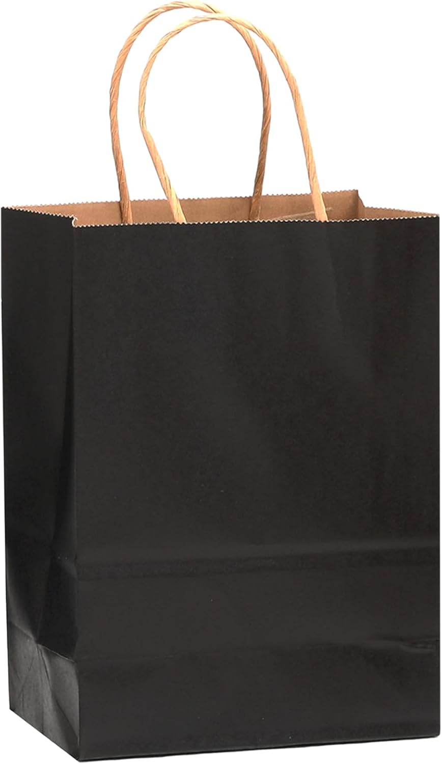 qiqee 50-Packs Black Paper Gift Bags with Handles Bulk 13"x10.3"x4.6" Large Size Party Favor Bags Multiple Uses - Image 3