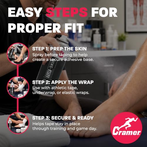 Image of Cramer Tuf-Skin Pre Tape Spray, Firm Adhesive Base to Secure Gymnasts Clothing, Underwrap & Kinesiology Tapes, Long Lasting Hold, Prevents Blisters, Athletic Training Supplies, Colorless