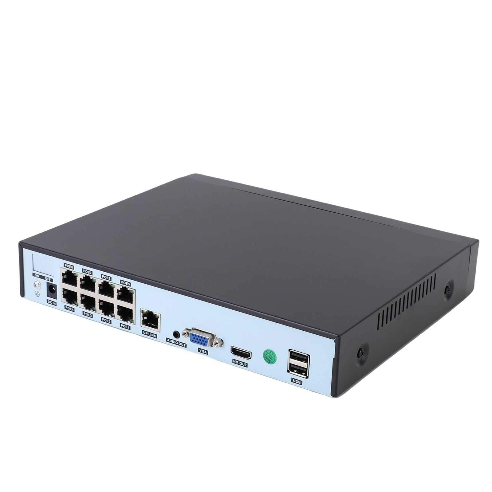 Grabador de Vídeo en Red 4K PoE NVR H.265+ CCTV de 8 Puertos, Reproducción 4K/5MP, Alertas de Detección de Movimiento, Acceso Remoto, Salida HDMI VGA (Enchufe de la UE)