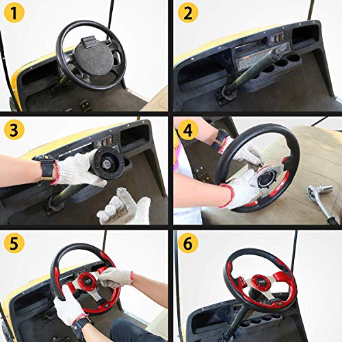 Golf Cart Steering Wheel or Adapter, Generic of most golf cart EZGO Club Car Yamaha by 10L0L (Steering Wheel Adapter for Yamaha-black) - Thumbnail 5