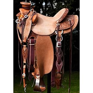 Deen, Enterprises Wade Tree A Fork Premium Western Leather Roping Ranch Work Bucking Rolls are Attached Horse Saddle Tack Headstall, Breastplate & Reins Size 10″ 12″ 14” 15” 16” 17” inches Seat