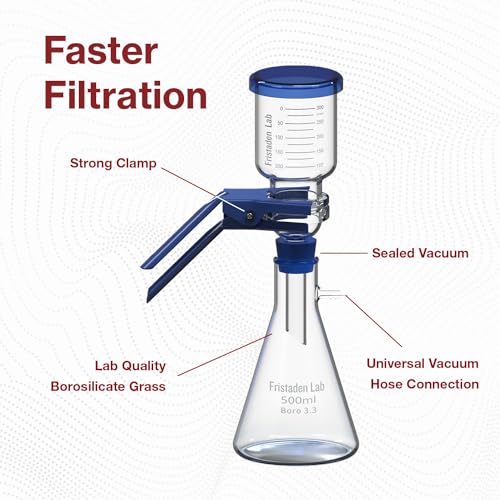 Fristaden Lab Vacuum Filtration Distillation Apparatus, 500mL Filtering Flask, 300mL Graduated Funnel, Laboratory Glassware, Distillation Kit, Glass Joint Filter, Vacuum Filter, 1-Year Warranty - Thumbnail 6